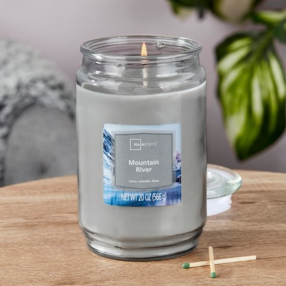 Mainstays Mountain River Scented Single-Wick Large Glass Jar Candle, 20 oz gallery