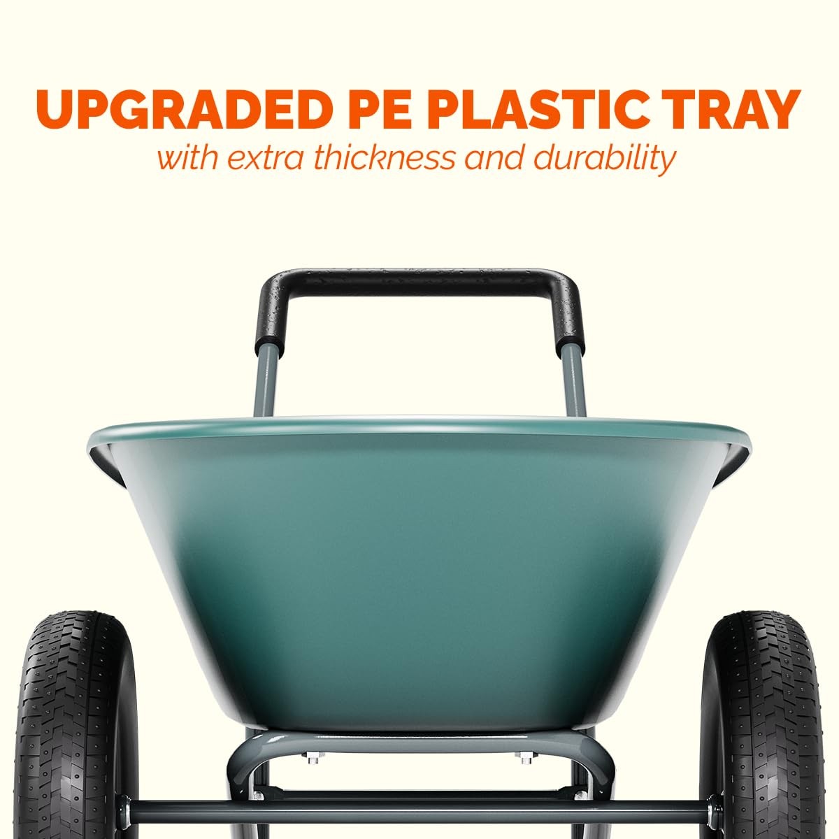 2 Wheel Wheelbarrow 14 Inch Pneumatic Tires Padded Handlebar ZKFS Upgrade Yard gallery