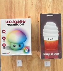 Led Night Lamps Bedside Table Battery / USB Mushroom/Pyramid /Ice Cream New Box