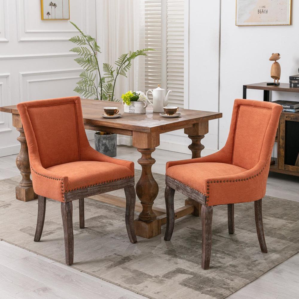 High Quality Thickened fabric chairs w/ neutrally toned solid wood legs gallery