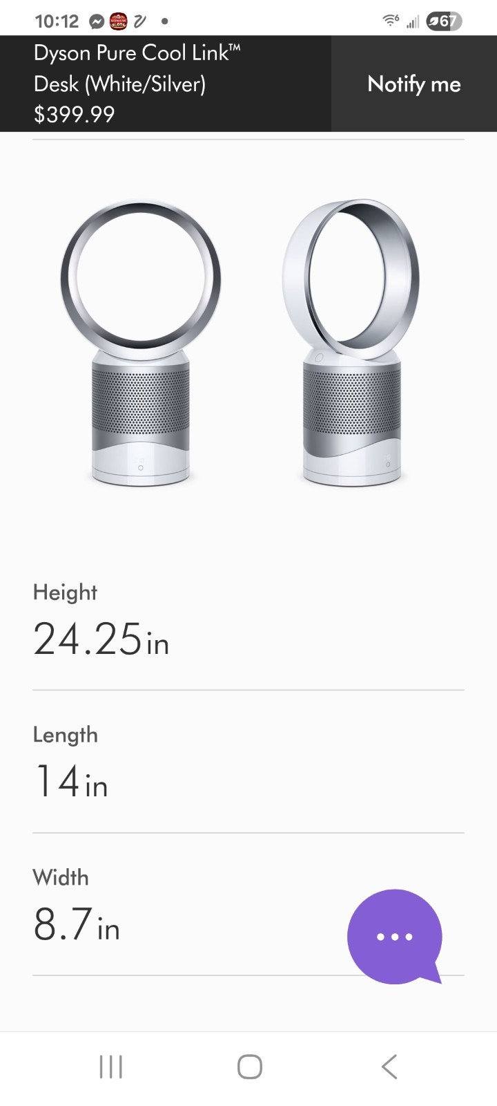 Dyson DP01 Pure Cool Link Air Purifier - White/Silver gallery