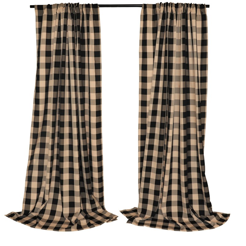 Buffalo Checkered Polyester Curtain Window Treatment/Décor Black and Tan gallery
