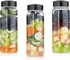 Glass Bottles 4 Pack 18 oz with Stainless Steel Leak-Proof Lid and 4 Sleeves