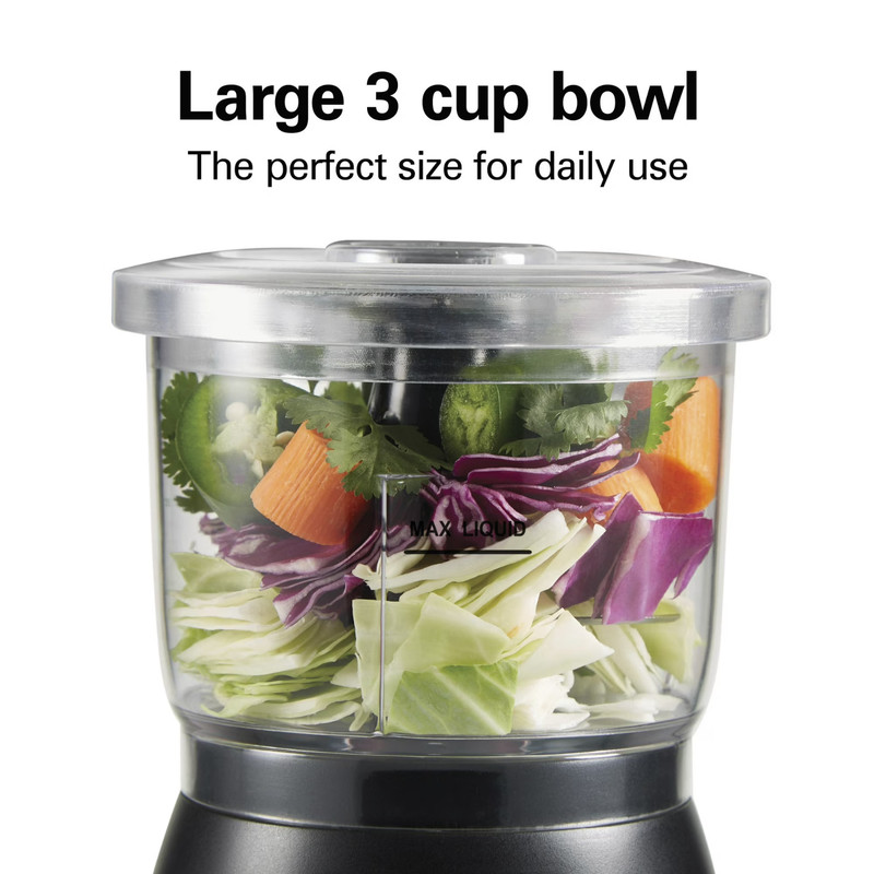 Hamilton Beach Stack & Press 3-Cup Mini Food Chopper Processor 2 Speed Black gallery