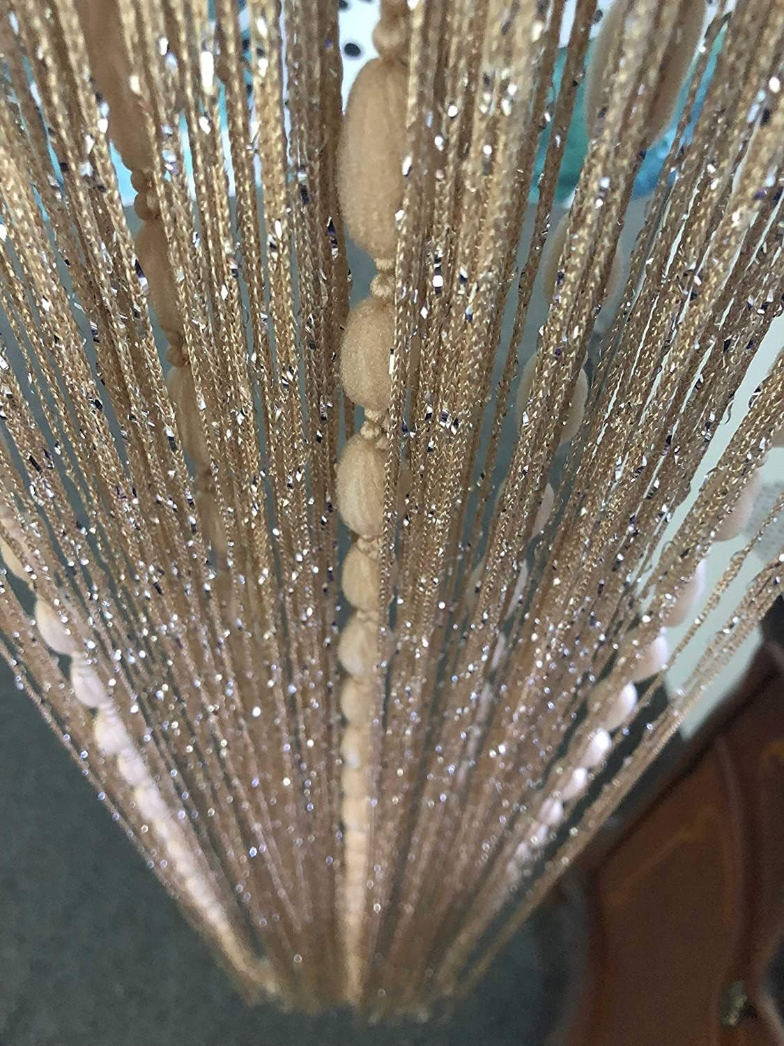 Door String 39x79 Inch Curtains Champagne Panel Soft Balls Romantic Glitter gallery