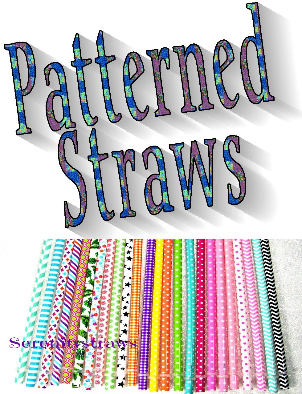 PATTERNED STRAWS, Dots, Checks, Flowers, Chevron, Fruit, Reusable, BPA Free gallery