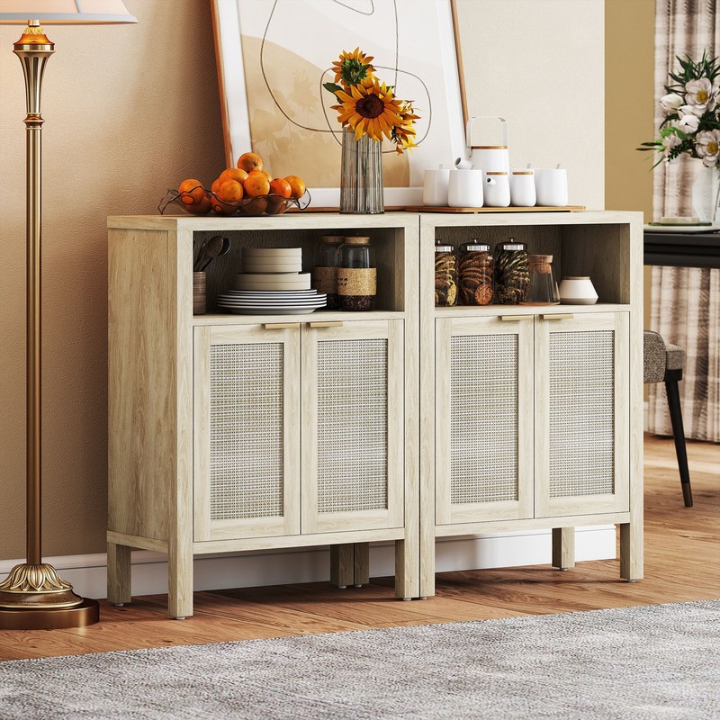 HOMCOM Storage Sideboard Cabinet, Accent Cabinet with Adjustable Shelf, Natural, gallery