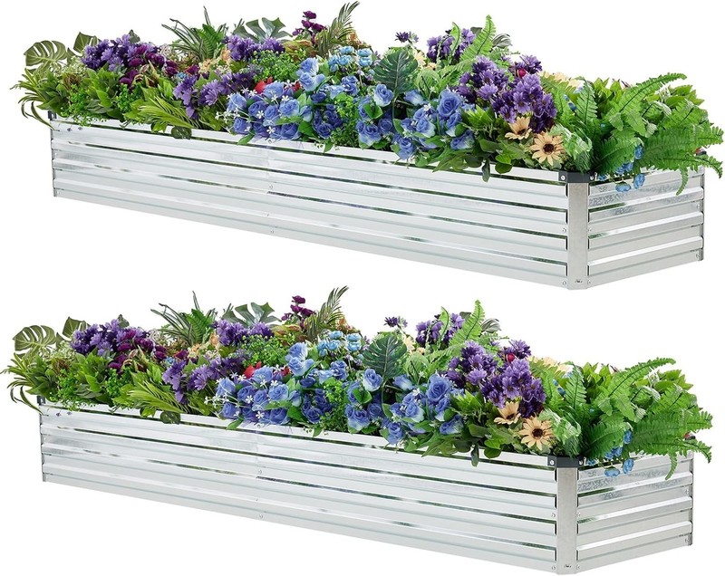 Stylish 2 Pack Elevated Garden Beds for Flowers & Vegetables - Easy Assembly gallery