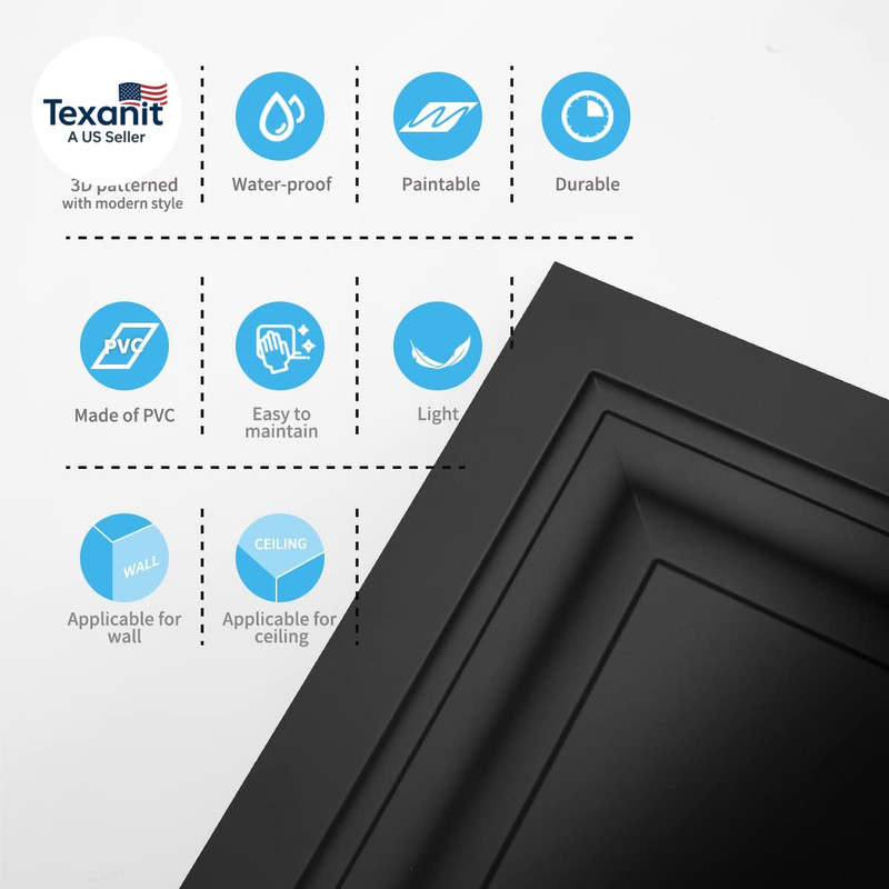 24-Pack Square Drop Ceiling Tile 2Ft X 2Ft in Black, PVC Ceiling Panel 24 X 24In gallery