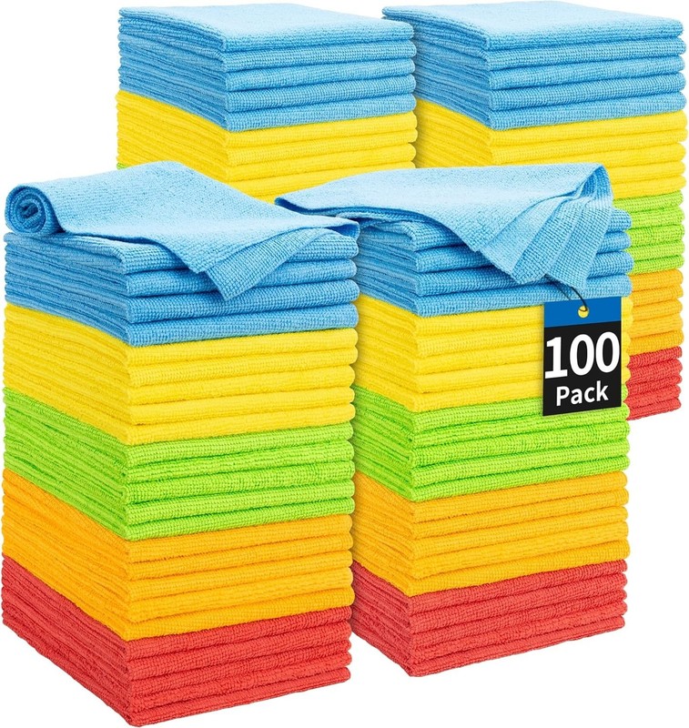 Microfiber Cleaning Cloth, 100 Pack Cleaning Rags Microfiber Towel Bulk Absor... gallery