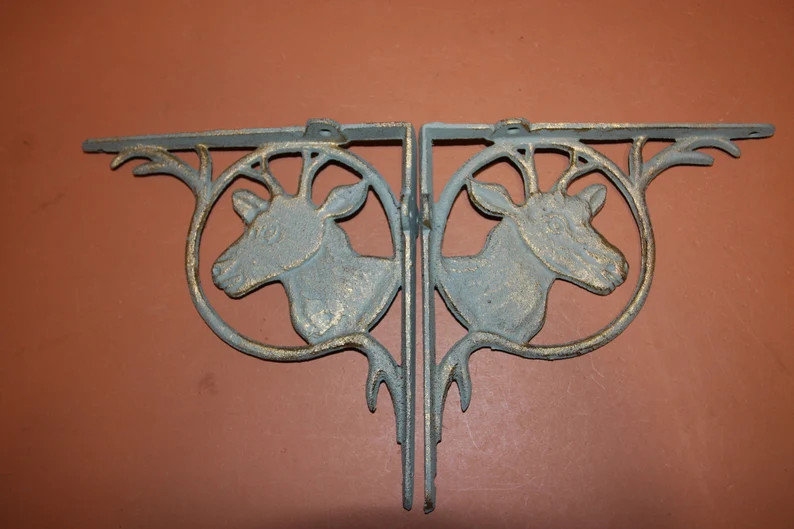 9" x 9" Deer Shelf Bracket - Decorative Cast Iron Home Decor Free Ship, B-73 gallery