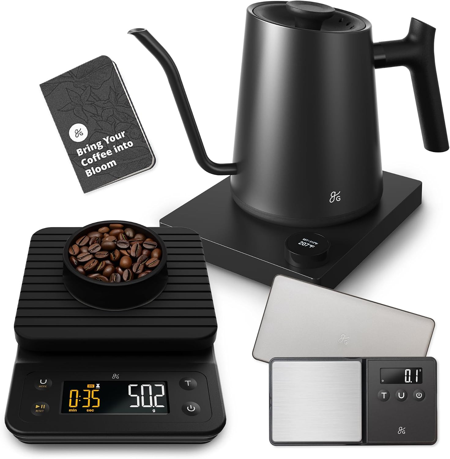 Electric Gooseneck Kettle, Coffee Scale, and Espresso Scale (Black) gallery