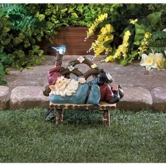 Multicolor Polyresin Whimsy Solar Panel Light Afternoon Nap Gnome Statue Decor