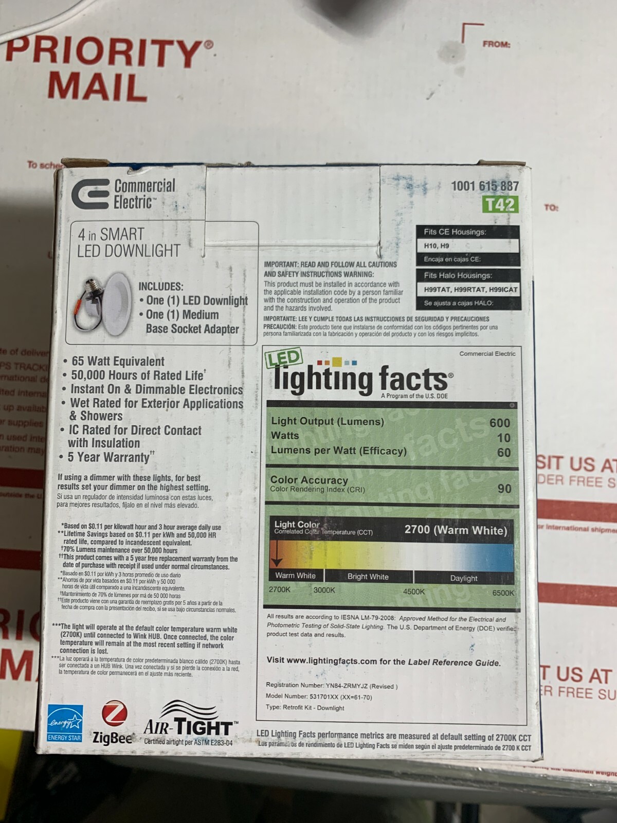 Commercial Electric T42 4” Smart LED Recessed Light 2700-5000K Wink Zigbee gallery
