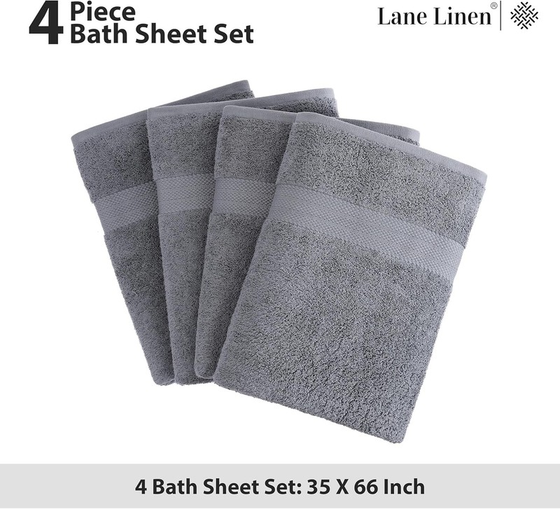 Cotton Bath Sheets Extra Large 4 Pack 35x66 Inches Soft Absorbent Towels gallery