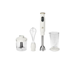 Beautiful 2-Speed Immersion Blender with Chopper & Measuring Cup, White Icing