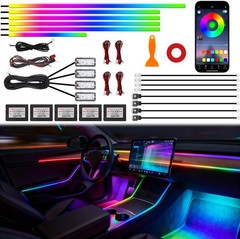 Acrylic Interior Car Ambient Lighting, Interior RGB LED Strip Kit with Music Syn