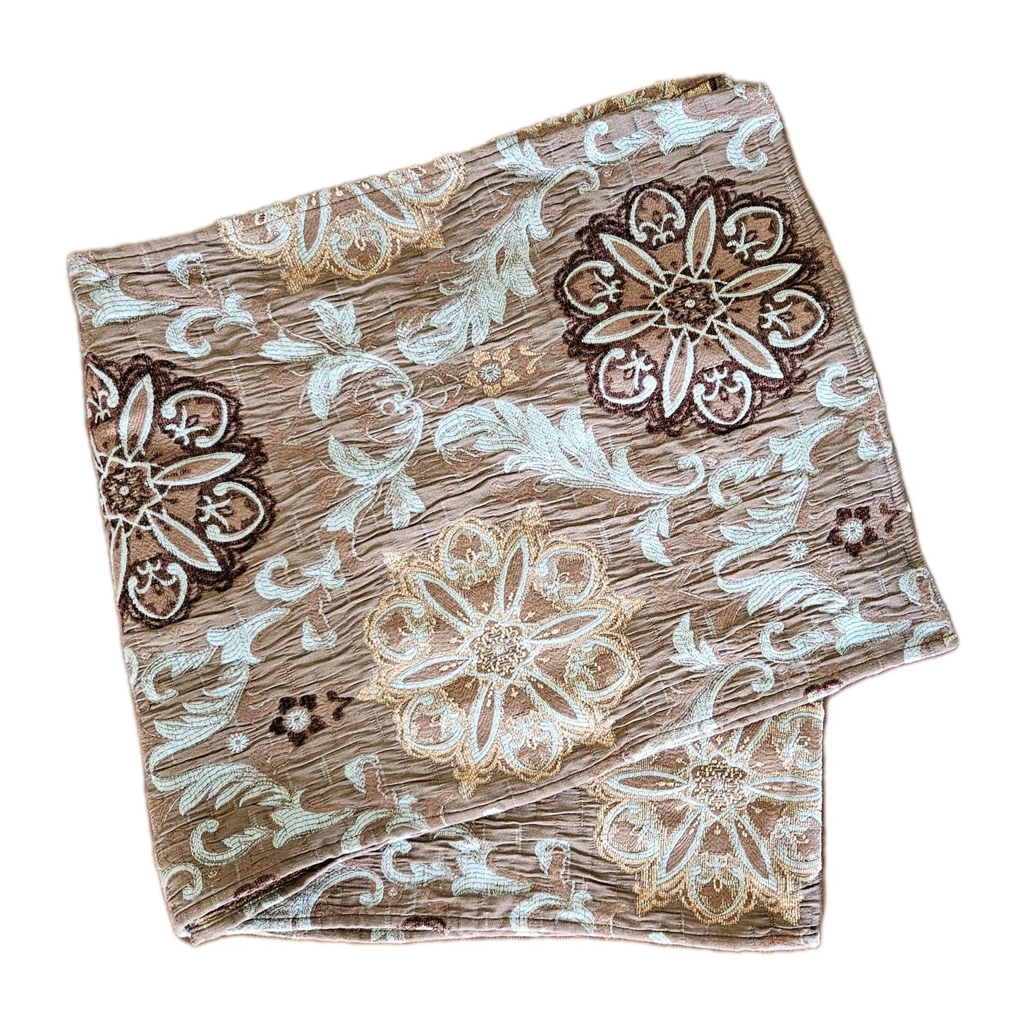 Comphy Table Runner Turquoise Blue & Brown Mandala Pattern Home Decor Tapestry gallery