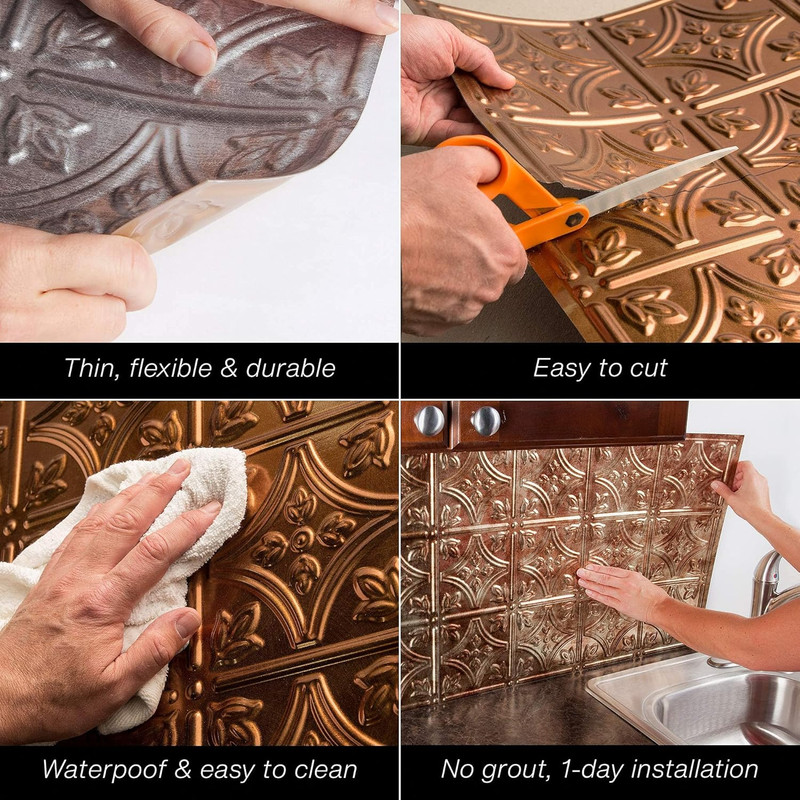 FASÄDE Traditional Style/Pattern 1 Decorative Vinyl Backsplash 15 Sq Ft Kit in M gallery