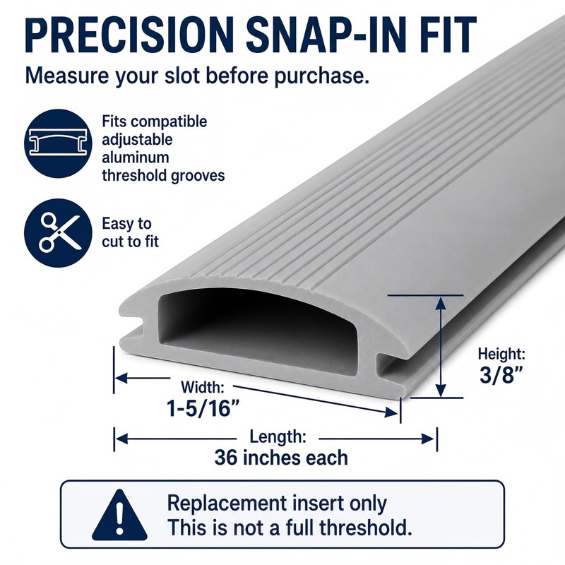 2-Pack Gray Vinyl Threshold Replacement Insert - 36 Inch Flexible Door Bottom... gallery