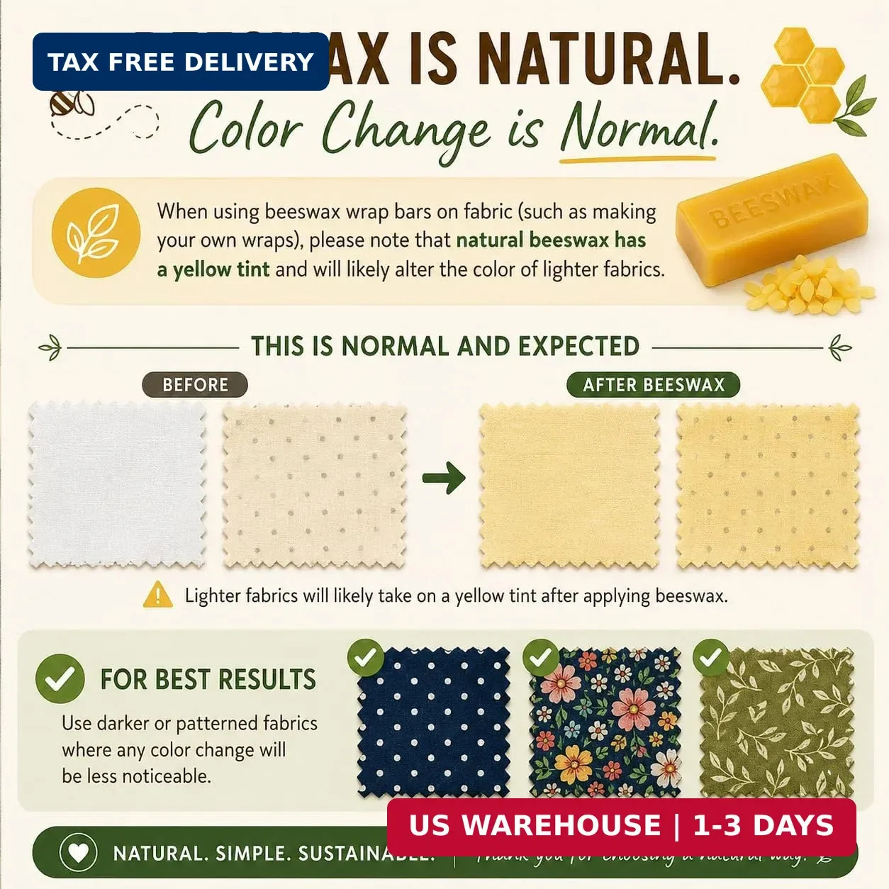 Beeswax Wraps for Food - Crafting Bar - Ready-to-Use Blend with Beeswax, Pine Ro gallery