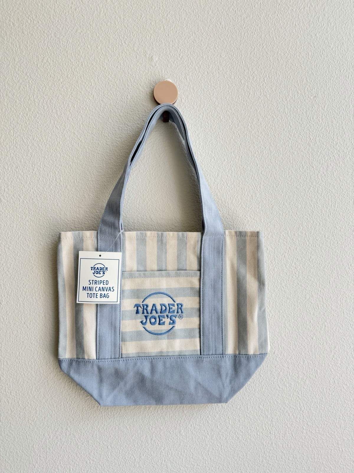 Trader Joe’s 2026 Striped Mini Pastel Canvas Tote Bags - Blue - READY TO SHIP gallery