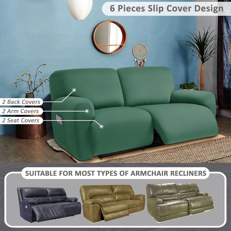 Jacquard Design Extra Wide 75" - 100", Reclining 2 Seater Sofa, Extra Wide 6-Pie gallery