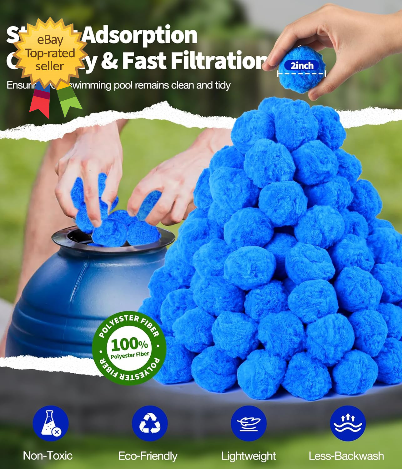 3.5 Lbs Pool Filter Balls for Sand Pump Reusable Blue Pool Filter Media Balls gallery