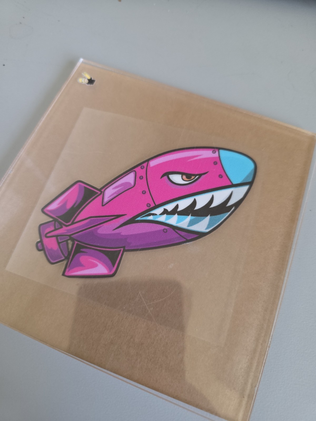 Pink UV DTF Angry Bomb Decal Waterproof 3in Tall Made In USA gallery