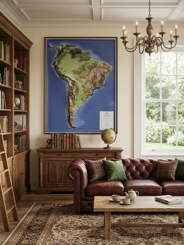 Real 3D raised relief map of South America - with touchable mountain peaks. gallery