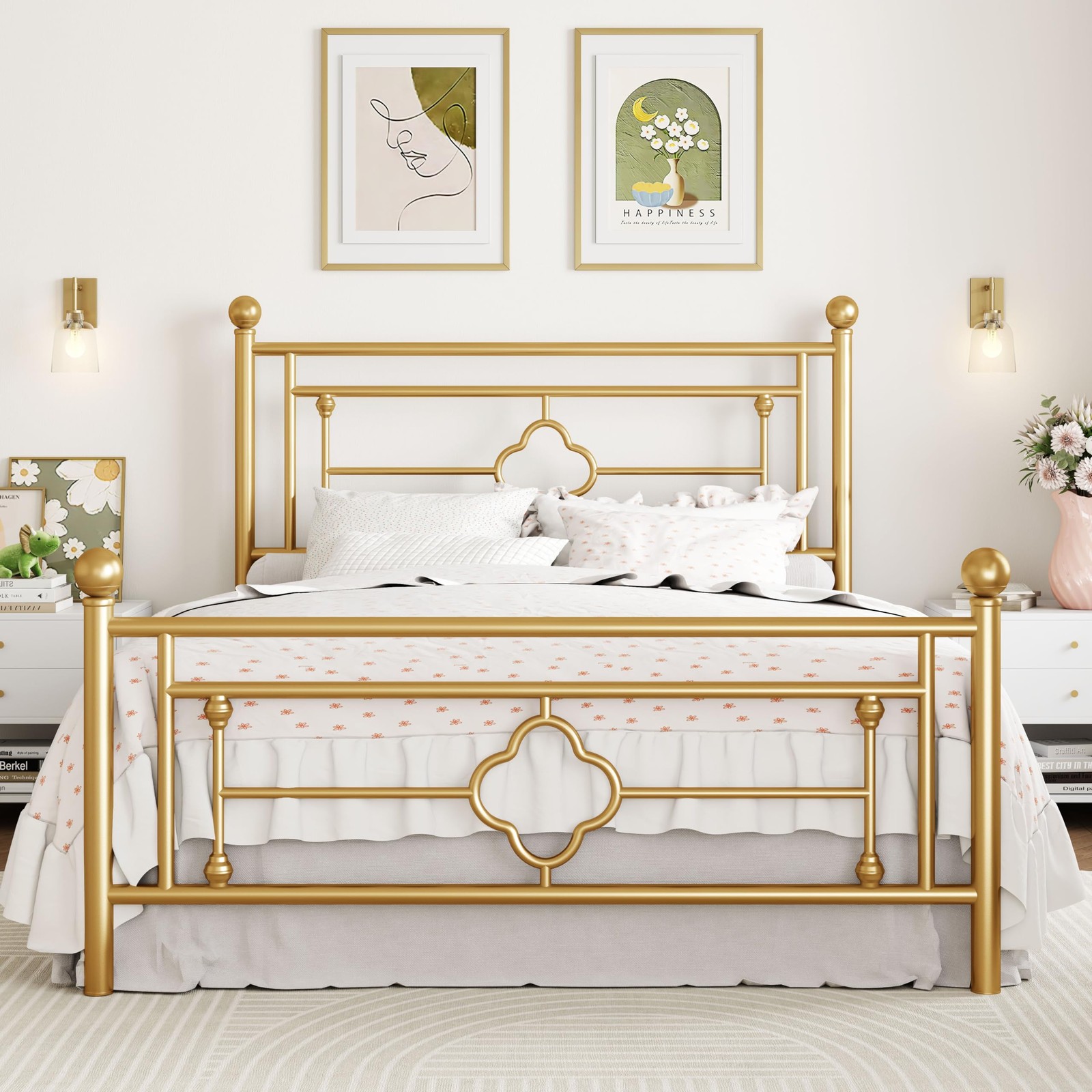 SHA CERLIN 14 Inches Full Size Metal Platform Bed Frame/Vintage Iron-Art Head... gallery