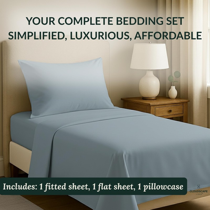 CLOUDSCAPE 100% Egyptian Cotton Sheets Twin Size - Extra Deep Pocket 3 Piece ... gallery