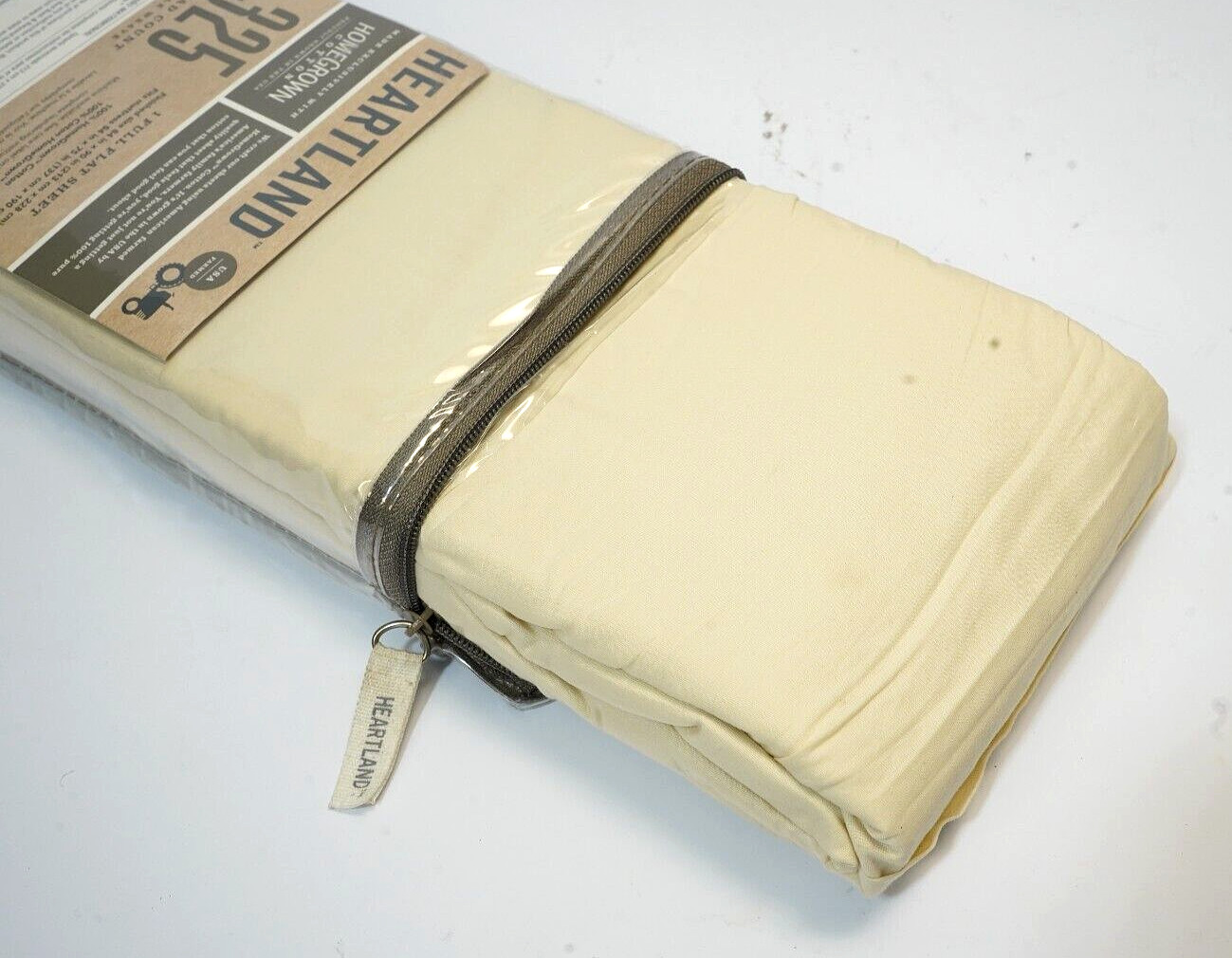 Heartland 100% Cotton full flat sheet Ivory 325 TC percale weave 84x90 inches gallery