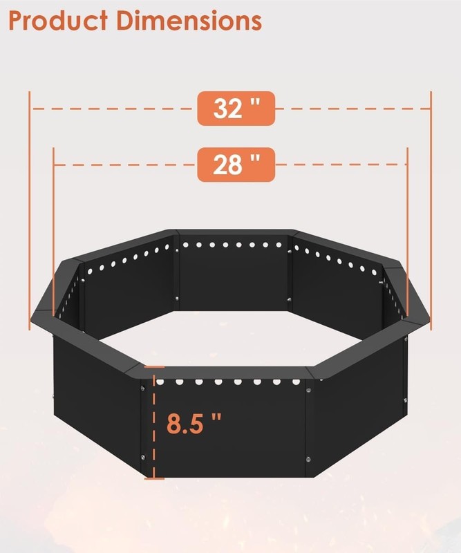 Smokeless Fire Pit Ring 32-In Outer 28-Inch Inner Diameter Steel Campfire Ring gallery