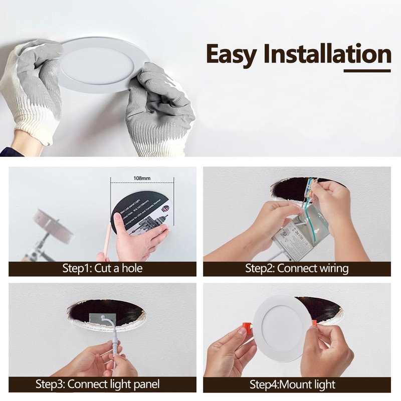 12 Pack 4 Inch Recessed Ceiling Panel Light 5CCT LED Dimmable with Junction Box gallery