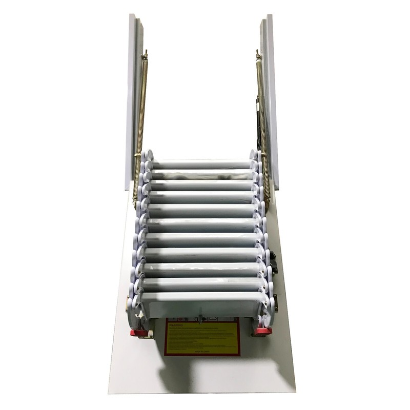 White Side-mounted Loft Wall Ladder Stairs Concealed Attic Telescopic Folding La gallery