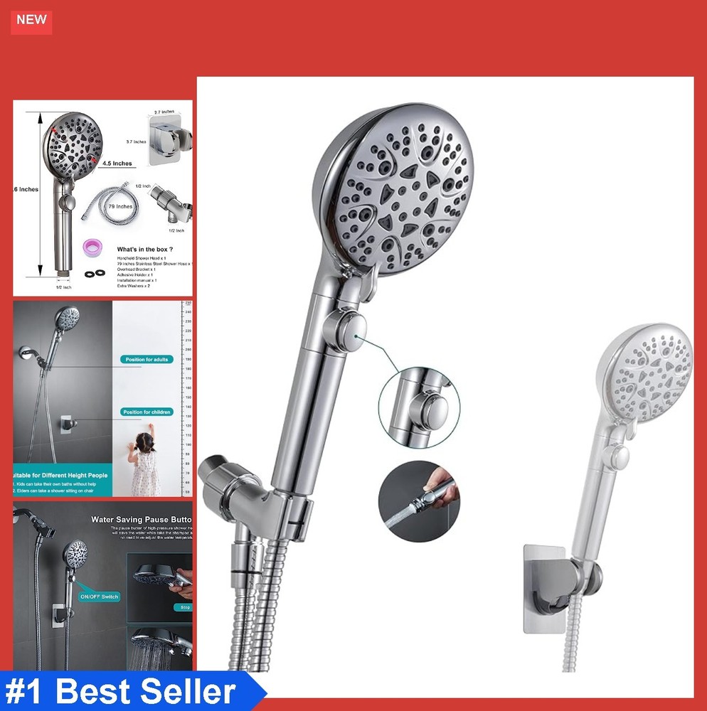 Handheld Shower Head 8 Mode High Pressure with On Off Switch 79 Inch Hose Wall