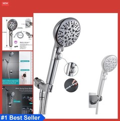 Handheld Shower Head 8 Mode High Pressure with On Off Switch 79 Inch Hose Wall