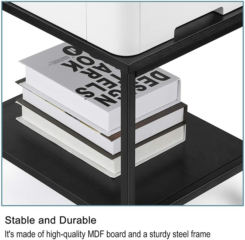 2-Tier Printer Stand, Under Desk Rolling Printer Cart with Storage Shelves Black gallery