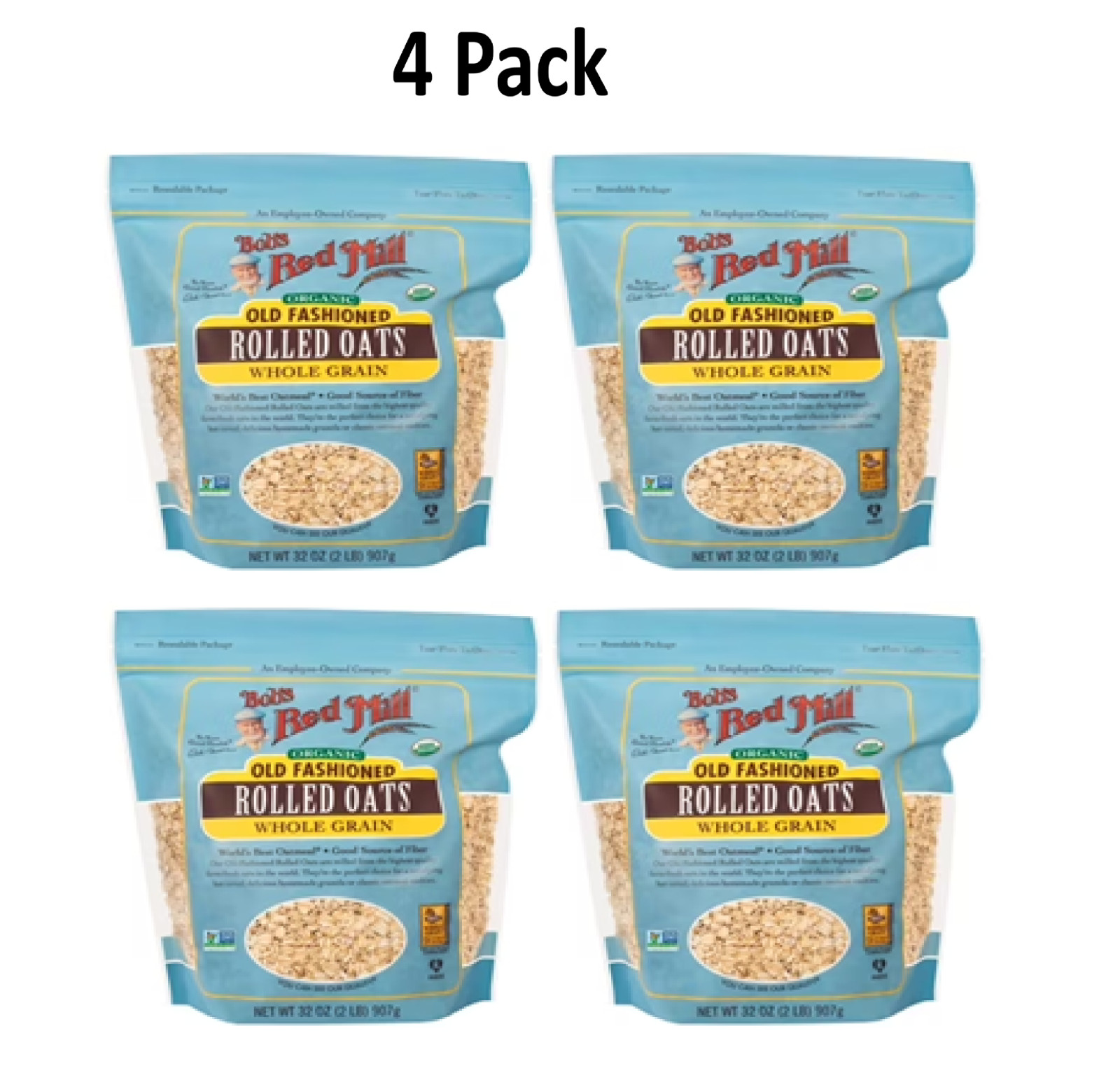 Bob's Red Mill Old Fashioned Organic Rolled Oats 32 oz Pkg ( 4 pack) gallery