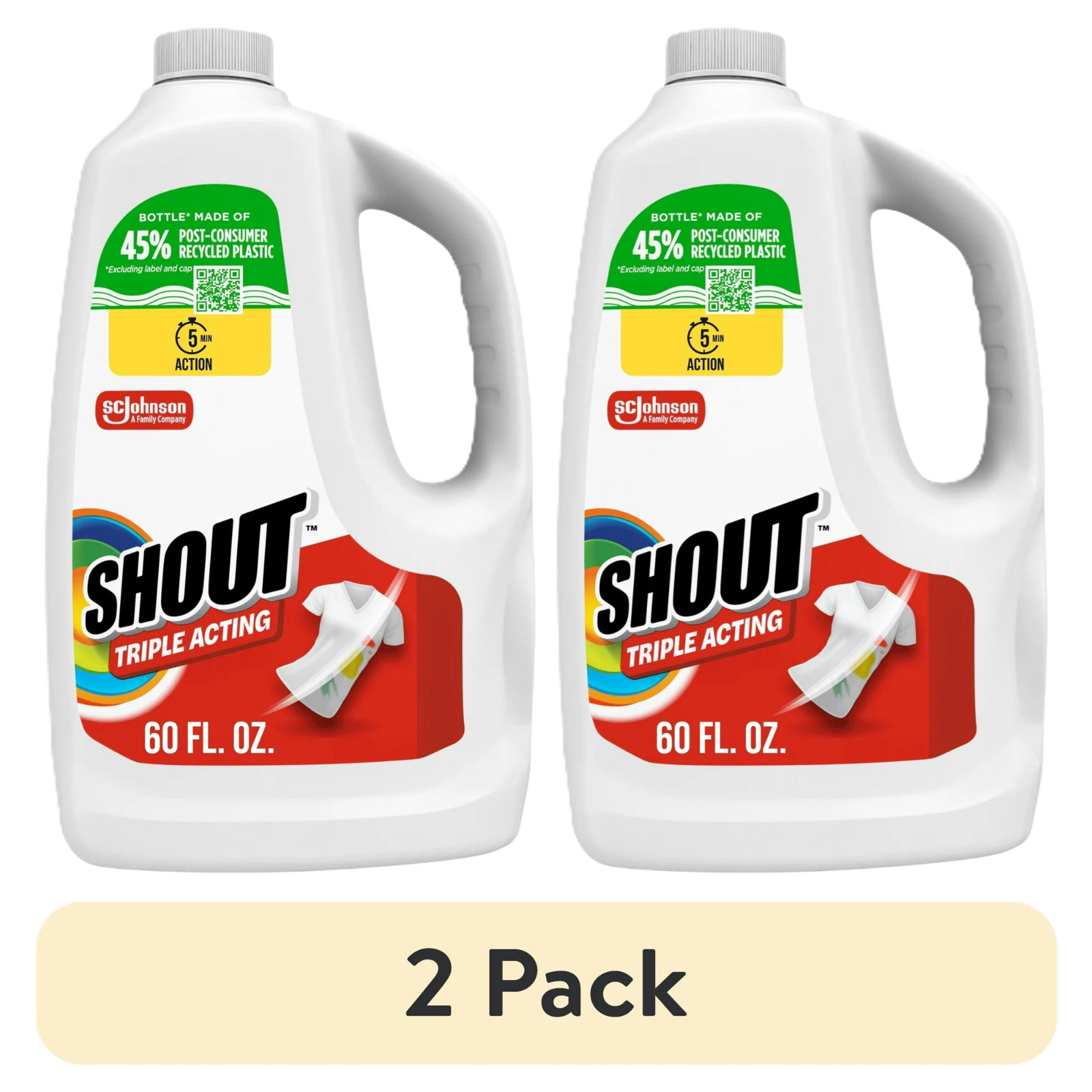Shout Triple-Acting Refill, Laundry Stain Remover, 60 fl oz (2 Pack) gallery