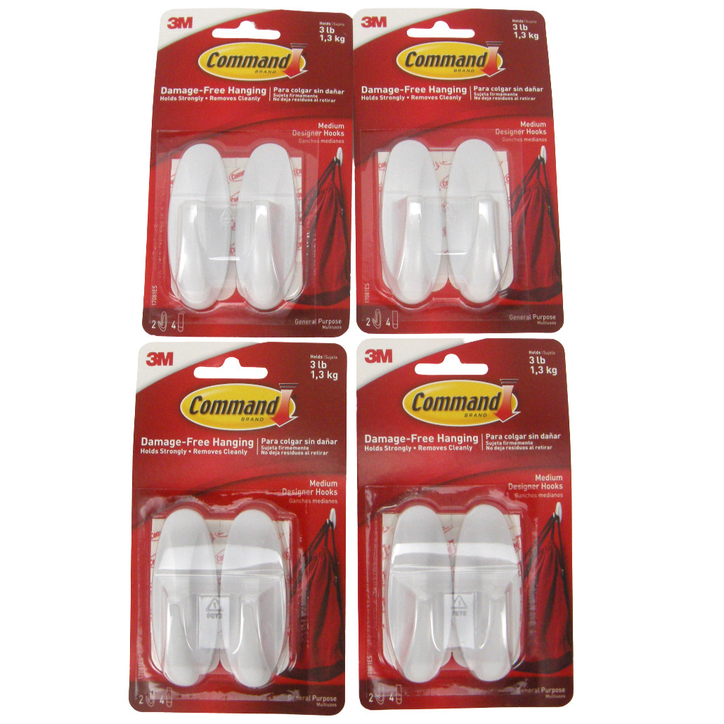 3M Command Hooks 3 Lb Medium Designer Lot of 8 Hooks NIP gallery