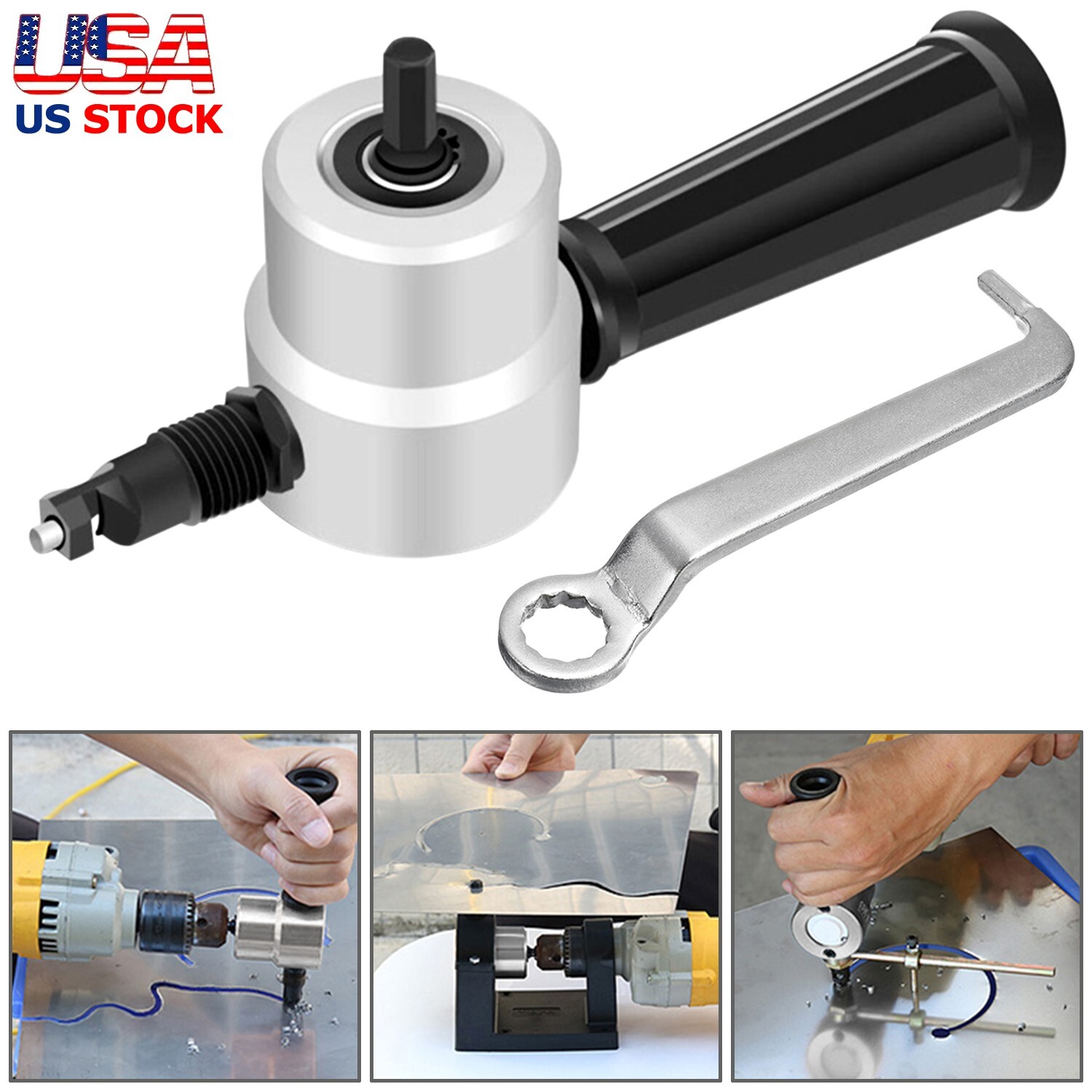 Double Head Sheet Metal Cutter Nibbler Cutting Tool Saw Power Drill Attachment gallery