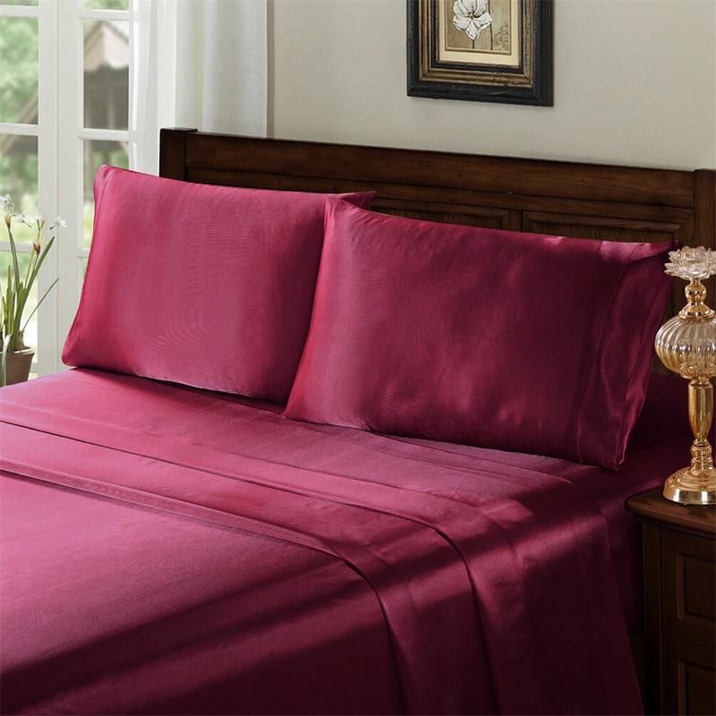 Serenta Luxury Super Soft & Silky 4PC Satin Sheet Set Solid Color Deep Pocket gallery