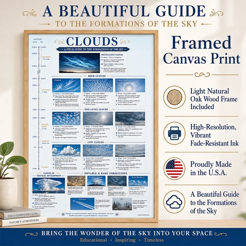 Cloud Identification Framed Poster 24x36 - Weather Reference Chart gallery