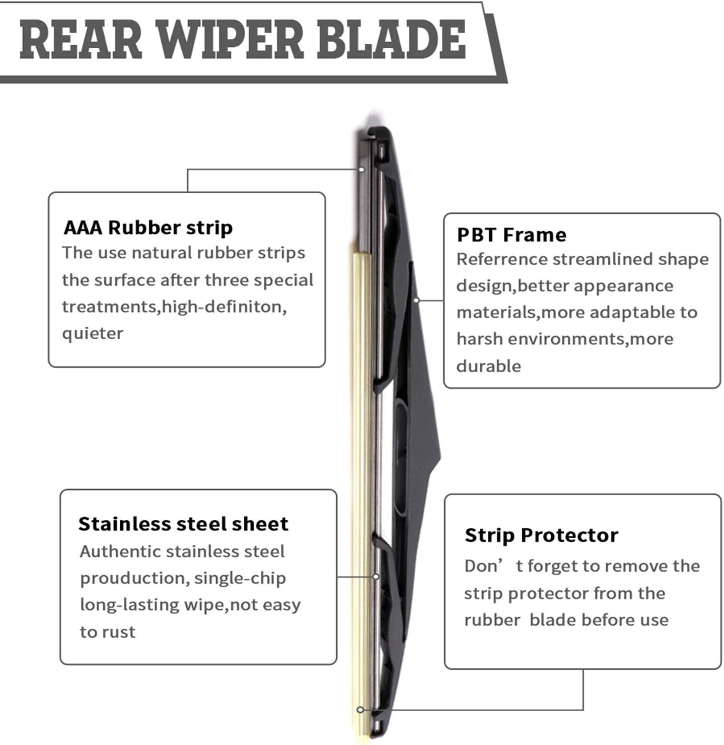 Splined Application Rear Wiper Arm Blade Set Replacement for Jeep wrangler gallery