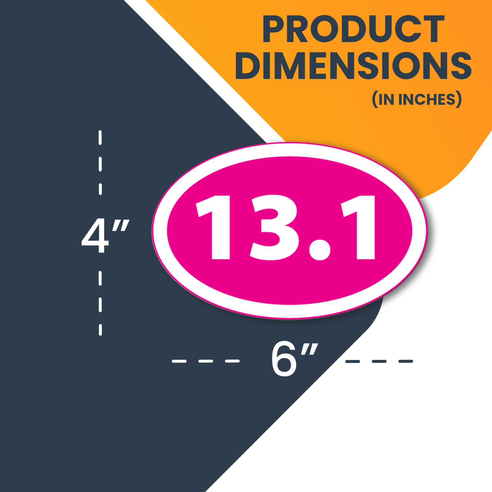 13.1 Half Marathon Inverted Pink Oval Magnet Decal, 4x6 In, Automotive Magnet gallery