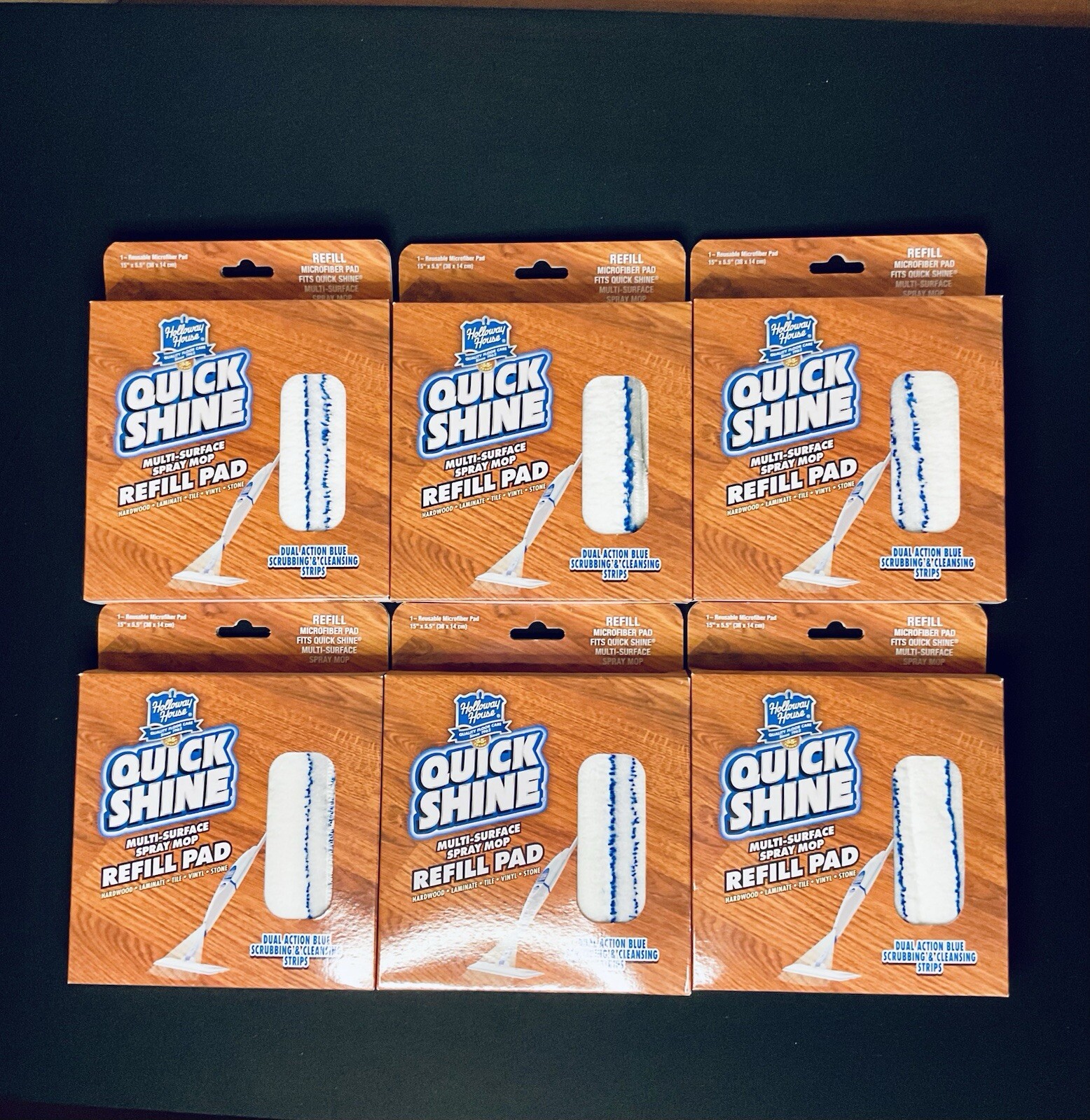 HOLLOWAY HOUSE QUICK SHINE MULTI-SURFACE SPRAY MOP REFILL PAD LOT OF 6 REUSABLE gallery