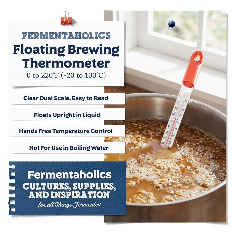 Fermentaholics Floating Glass Thermometer for Cooking & Fermentation gallery