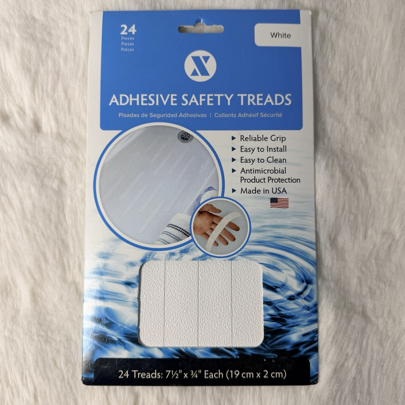 SlipX 24 Pack Bath Adhesive Safety Tread Strips 7.5 Inch White New gallery